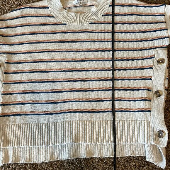 Madewell Brownstone Side-Button Sweater in Stripe - Picture 13 of 15